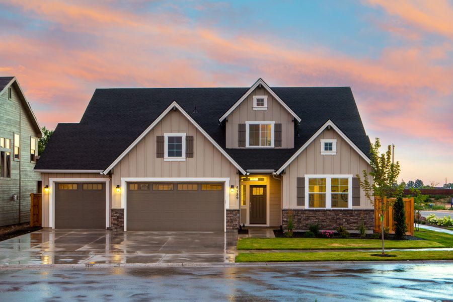 A two story craftsman house with a two car garage in Cobb County Georgia
